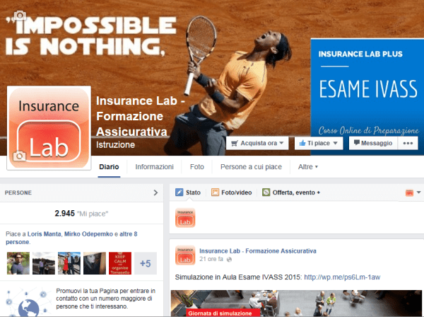 Pagina FB di Insurance Lab