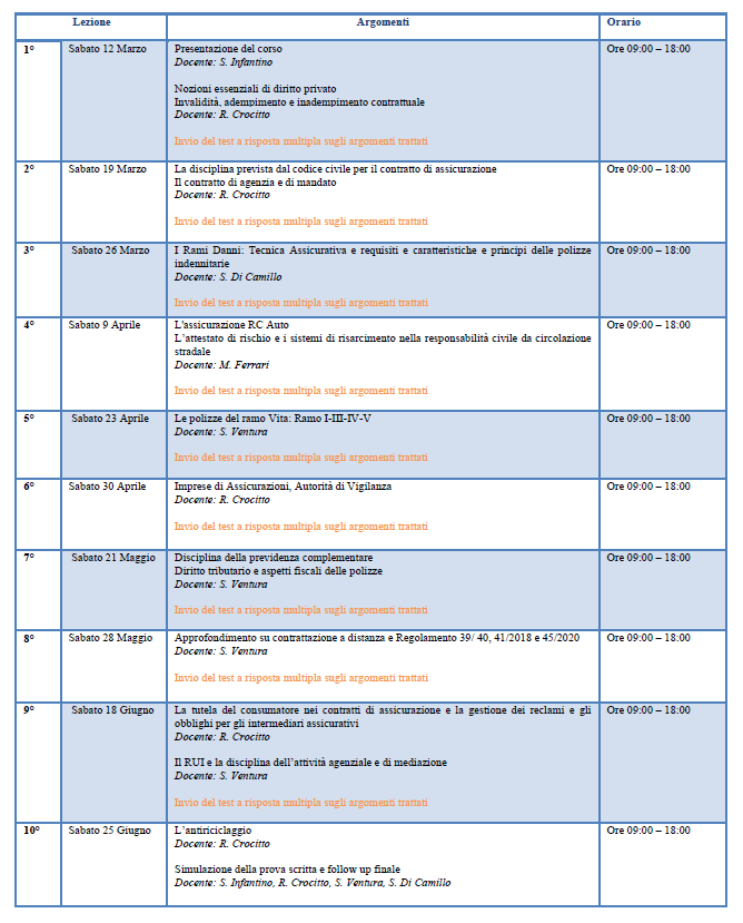 Calendario corso 2022 3 edizione