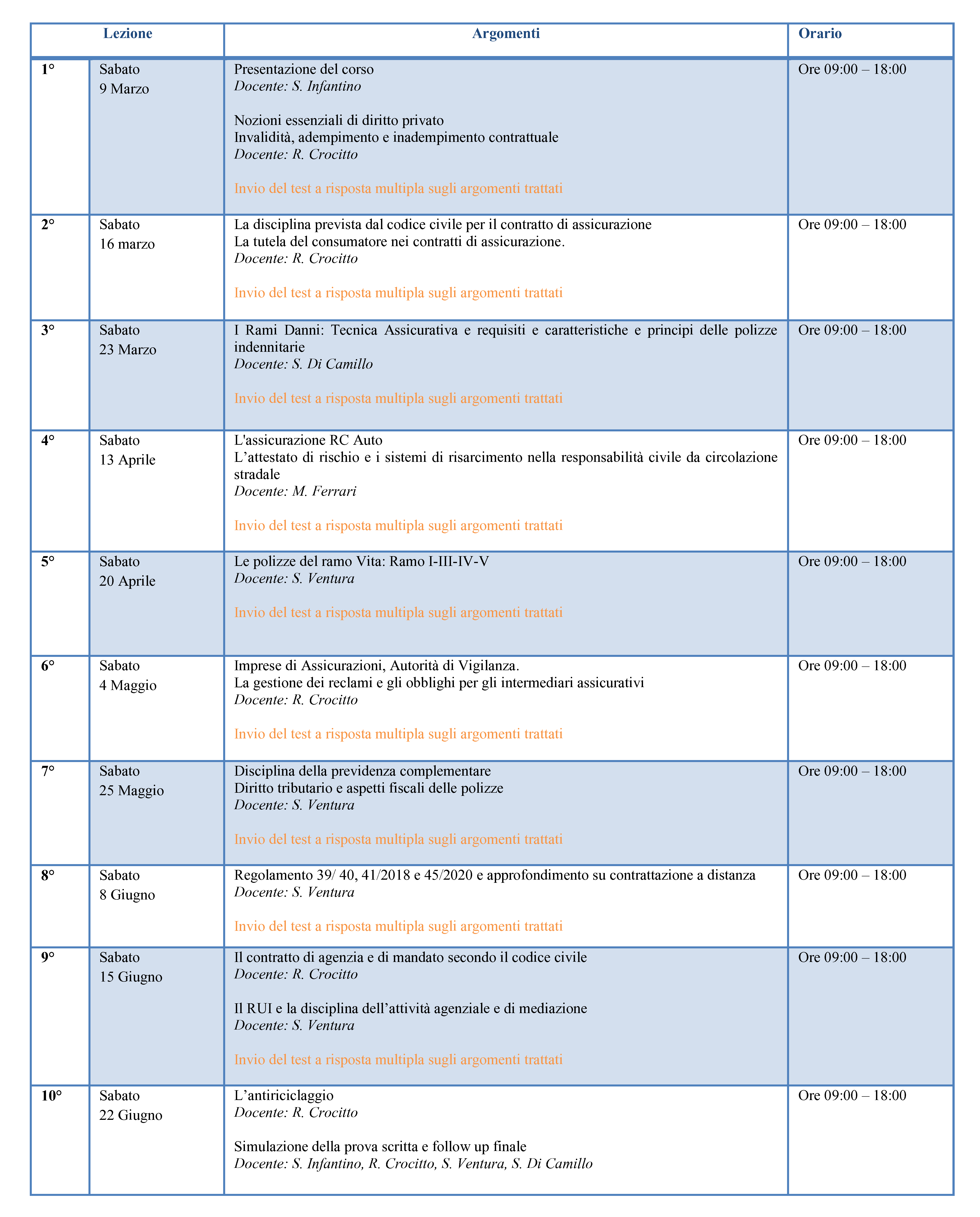 Calendario corso 2024 edizione 3