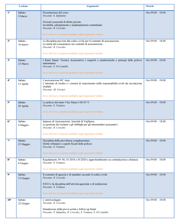 Calendario corso 2024 edizione 3